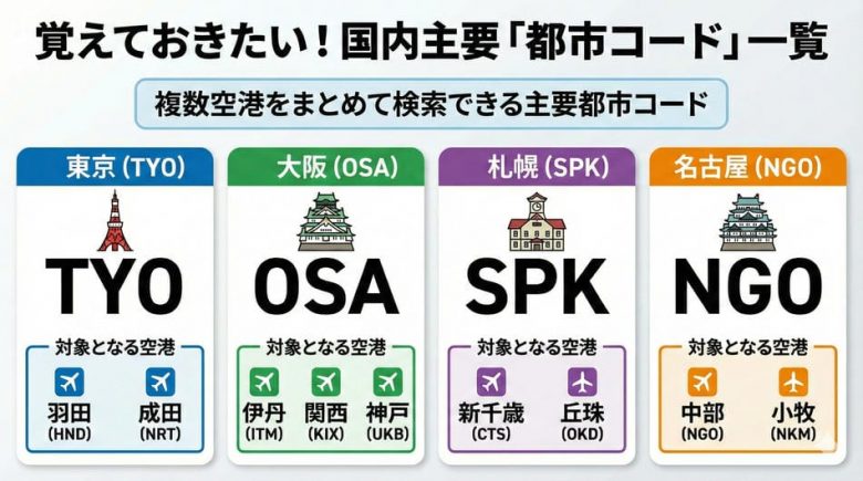 HND？KIX？国内航空券予約でよく見る3文字コード（空港・都市コード